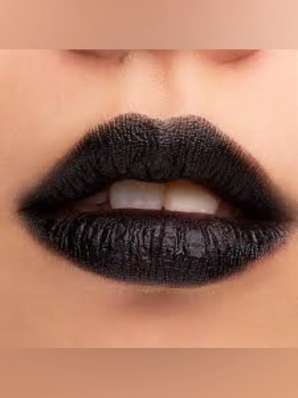 Black Matte Lipstick - W Rhinestone Case Halloween / goth NEW